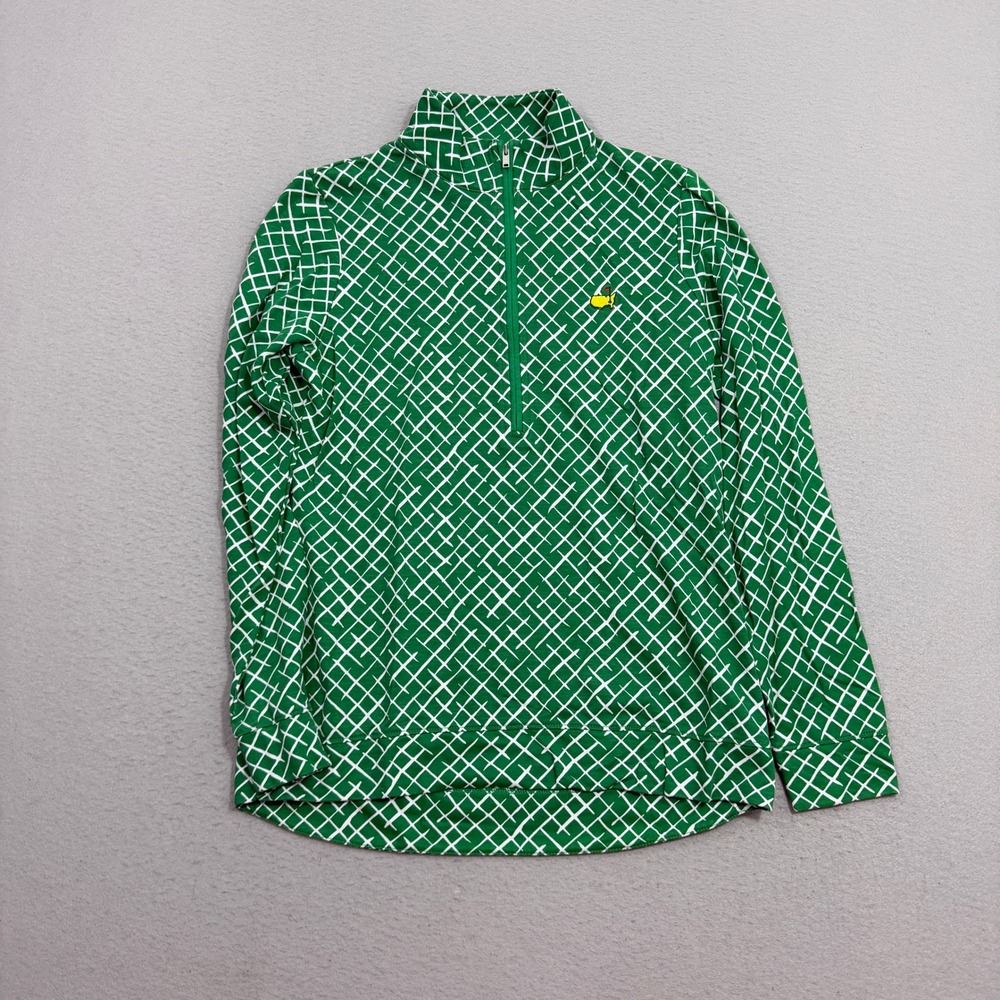 Masters Magnolia Lane Collection Women's Medium Green Geometric Quarter Zip Golf